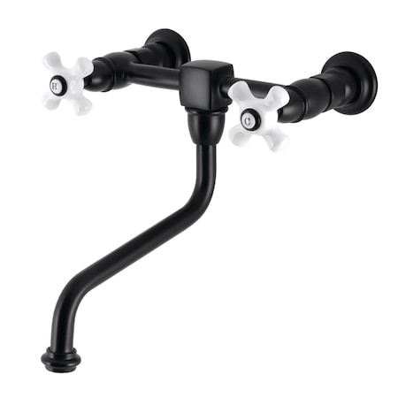 Kingston Brass KS1210PX Wall Mount Bathroom Faucet, Matte Black KS1210PX
